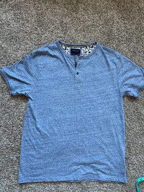 Denim & Flower Light Heather Blue Short Sleeve Henley